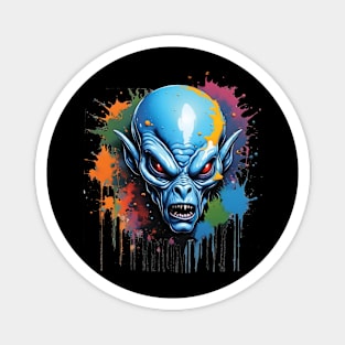 scary blue alien Magnet